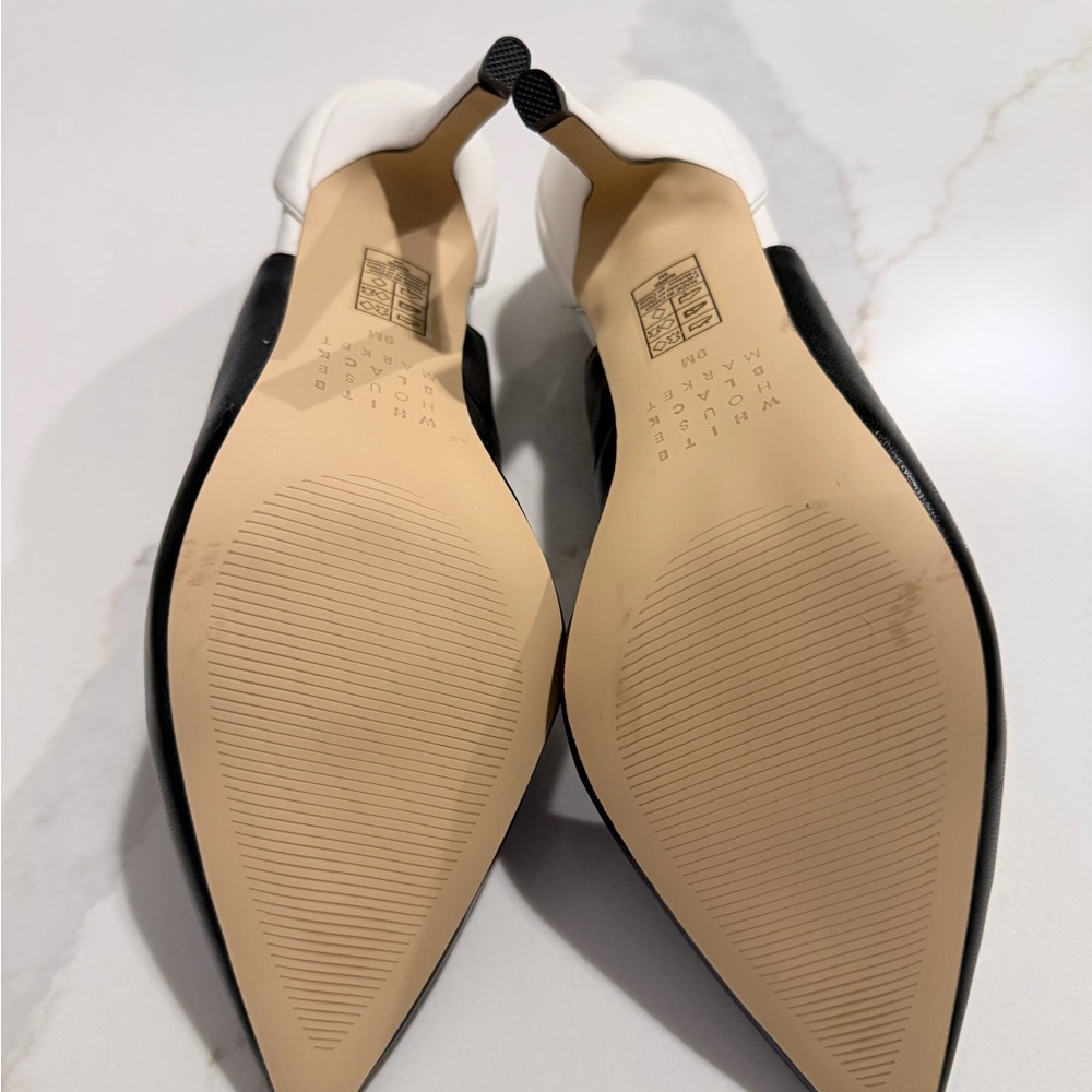 White House Black Market Black Pointed-Toe Slingback Heels, Size 9 - Picture 3 of 8